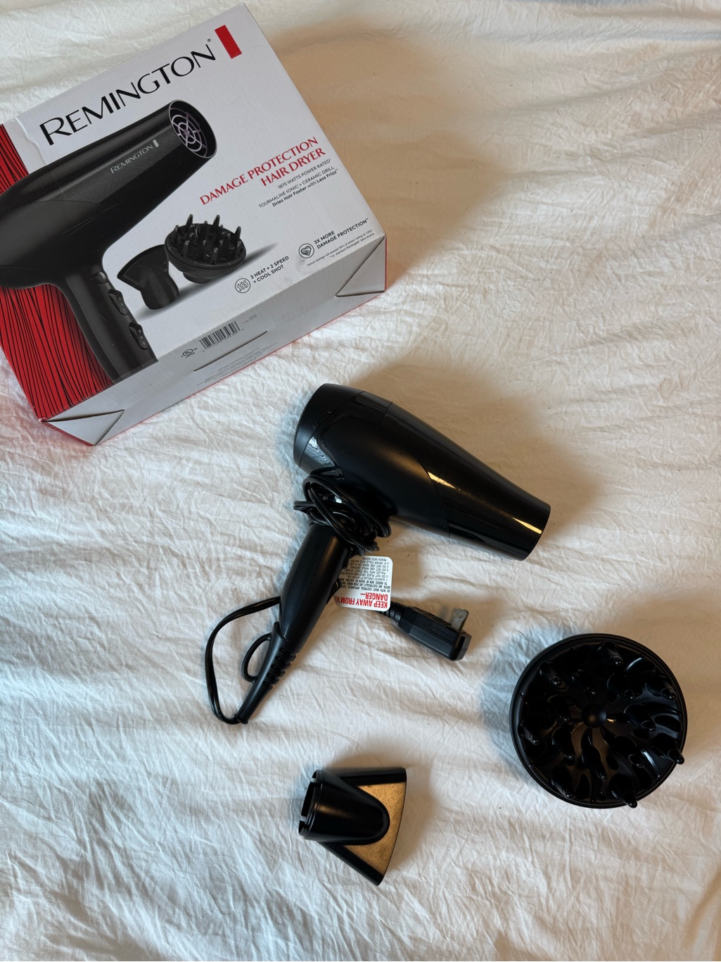 Remington Black Hair Dryer With Diffuser And Nozzle